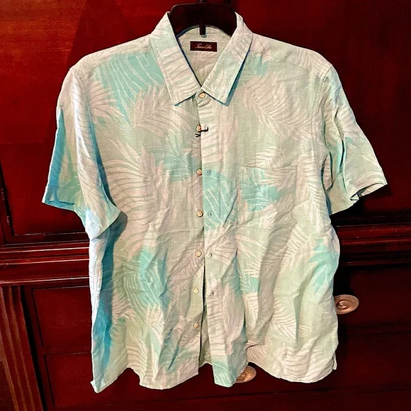 Men’s Tasso Elba brand Hawaiian button down linen shirt, size XXL. - Picture 1 of 6